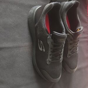 Skechers Black Casual Lace-Up Sneakers with Red Lining